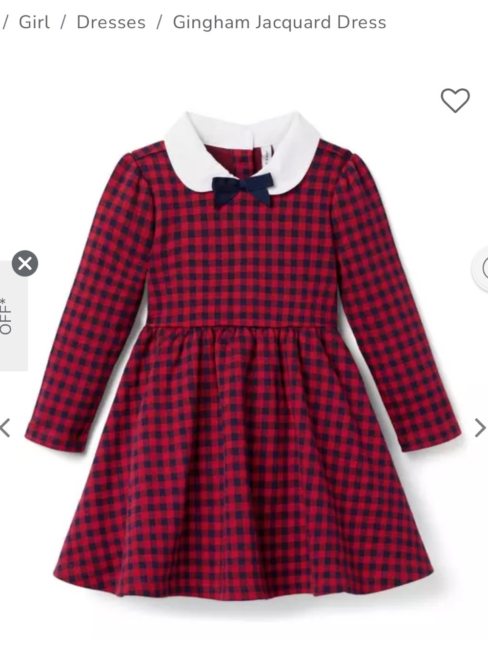 Janie and Jack Plush Holiday Gingham Jacquard Dress 3T X-Mas Toddler Girl Bow